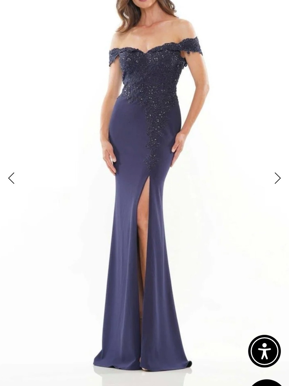 NWT Rina Di Montella Navy Mother of the Bride Dress Beaded Bodice